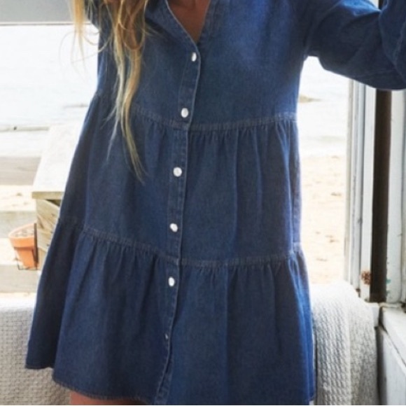 ZARA Trendy Tiered Denim Dress with metal press buttons🔥🔥🔥 - Picture 8 of 10